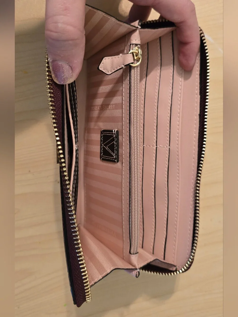 Victoria Secrets Purple Zip-Around Leather Wallet